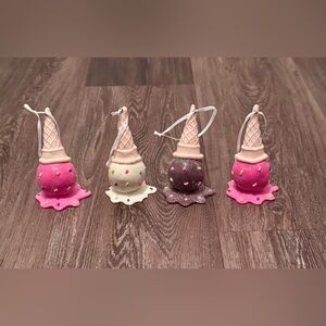 Christmas Pink White & Brown Ice Cream Cone Ornaments